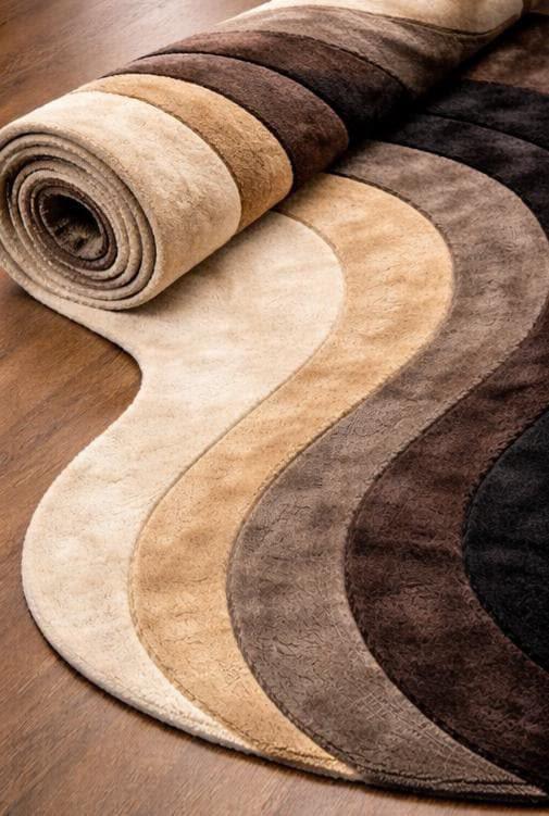 Modern Abstract Wavy Runner Rug for Bedroom & Hallway – Soft Plush Neutral Area Rug-THE RUGGALLERY