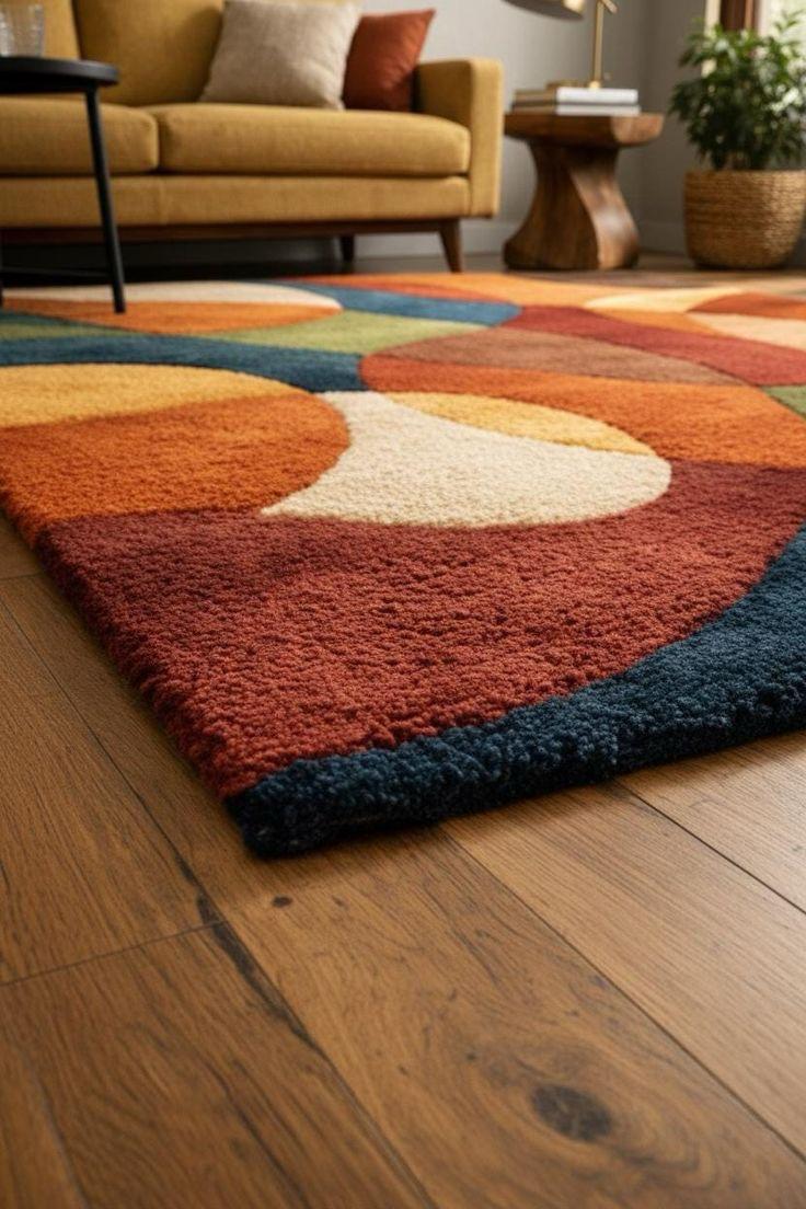 Modern Geometric Multicolor Area Rug – Soft Plush Contemporary Living Room & Bedroom Carpet-TheRugGallery