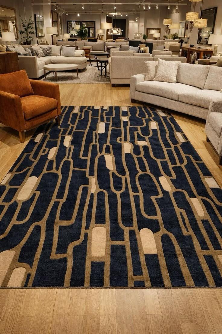 Metropolis Art Deco Grand Area Rug in Midnight & Gold-the rug gallery
