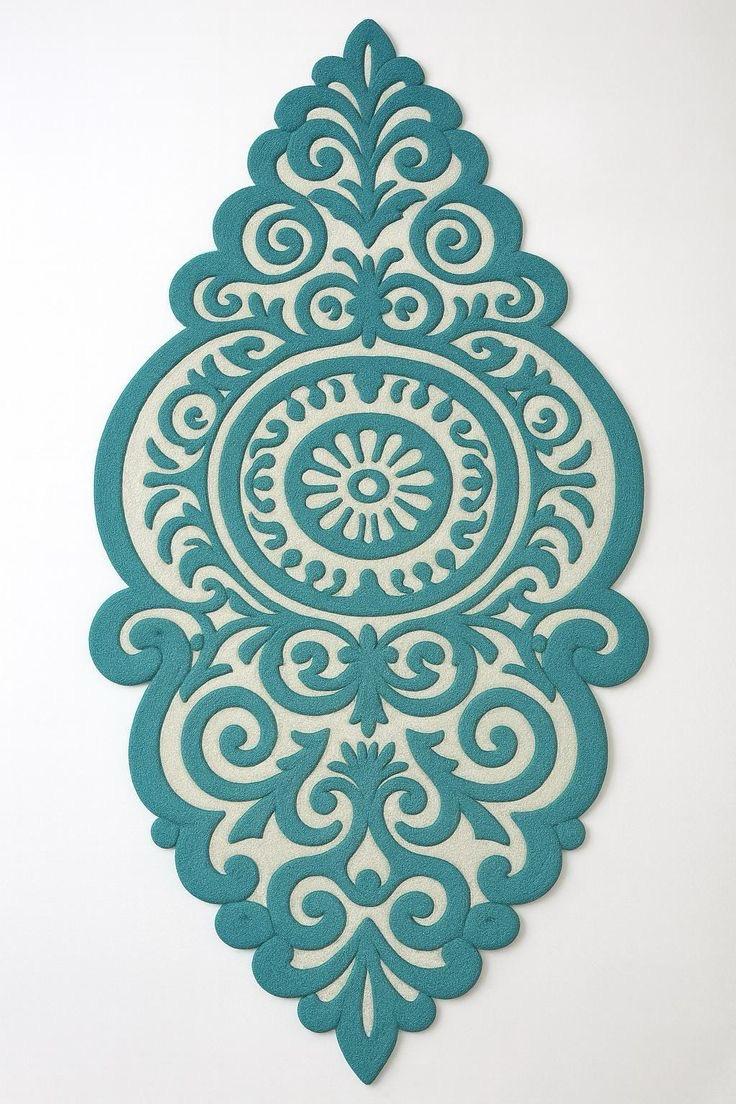 Arabesque Teal Carved Contour Accent Rug-the ruggallery