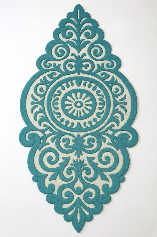 Arabesque Teal Carved Contour Accent Rug-the ruggallery