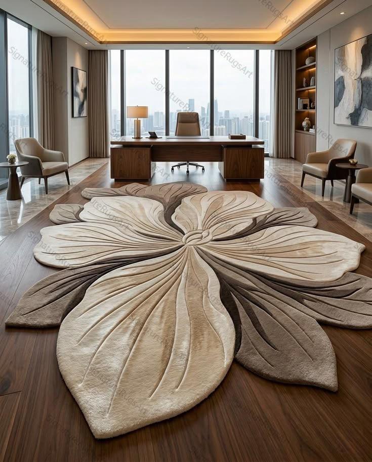 Organic Petal-Contour Sculpted Area Rug-the ruggallery