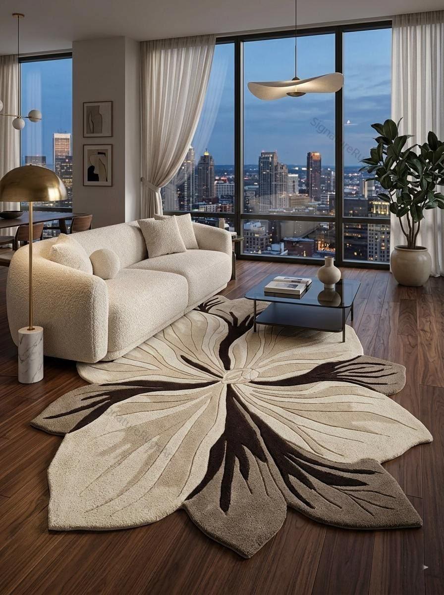 Organic Petal-Contour Sculpted Area Rug-the ruggallery