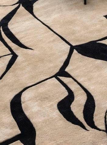 Modern Abstract Line Art Area Rug – Contemporary Beige & Black Minimalist Living Room Carpet