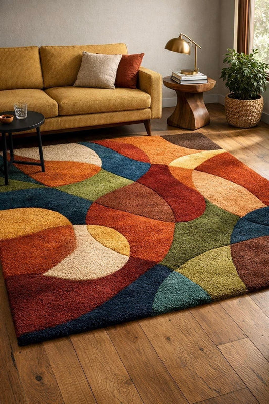 Modern Geometric Multicolor Area Rug – Soft Plush Contemporary Living Room & Bedroom Carpet-TheRugGallery