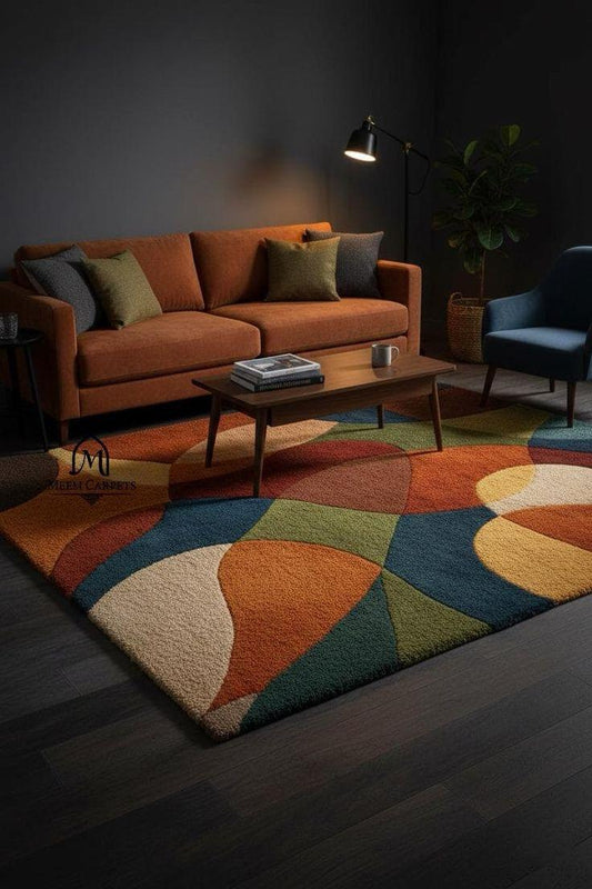 Modern Geometric Multicolor Area Rug – Soft Plush Contemporary Living Room & Bedroom Carpet-TheRugGallery