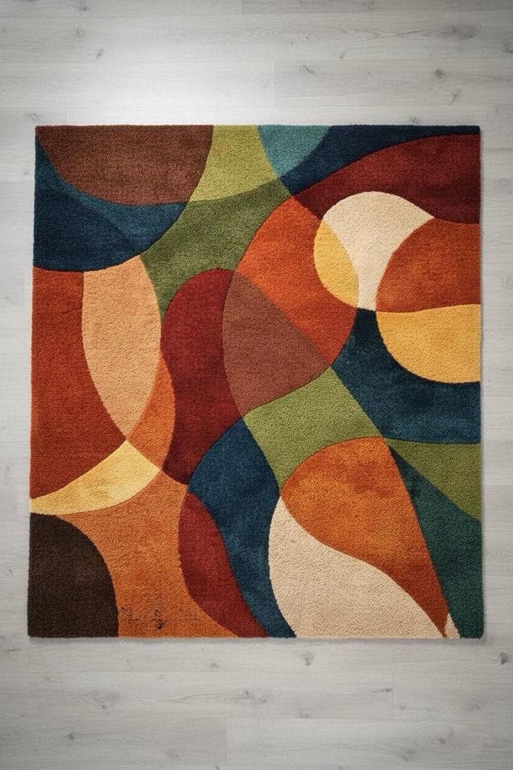 Modern Geometric Multicolor Area Rug – Soft Plush Contemporary Living Room & Bedroom Carpet-TheRugGallery