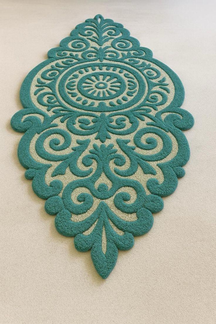 Arabesque Teal Carved Contour Accent Rug-the ruggallery
